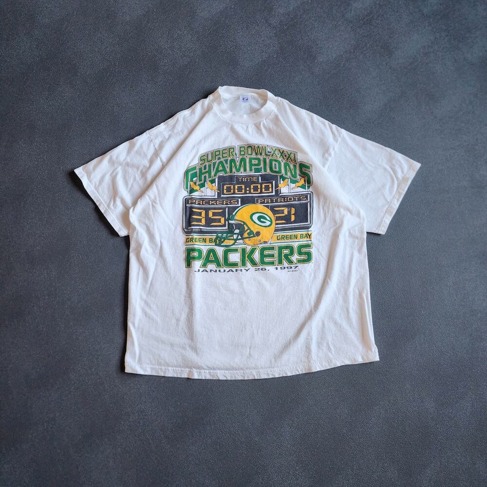 Vintage 90's Green Bay Packers Logo 7 Super Bowl Champions Shirt XXL